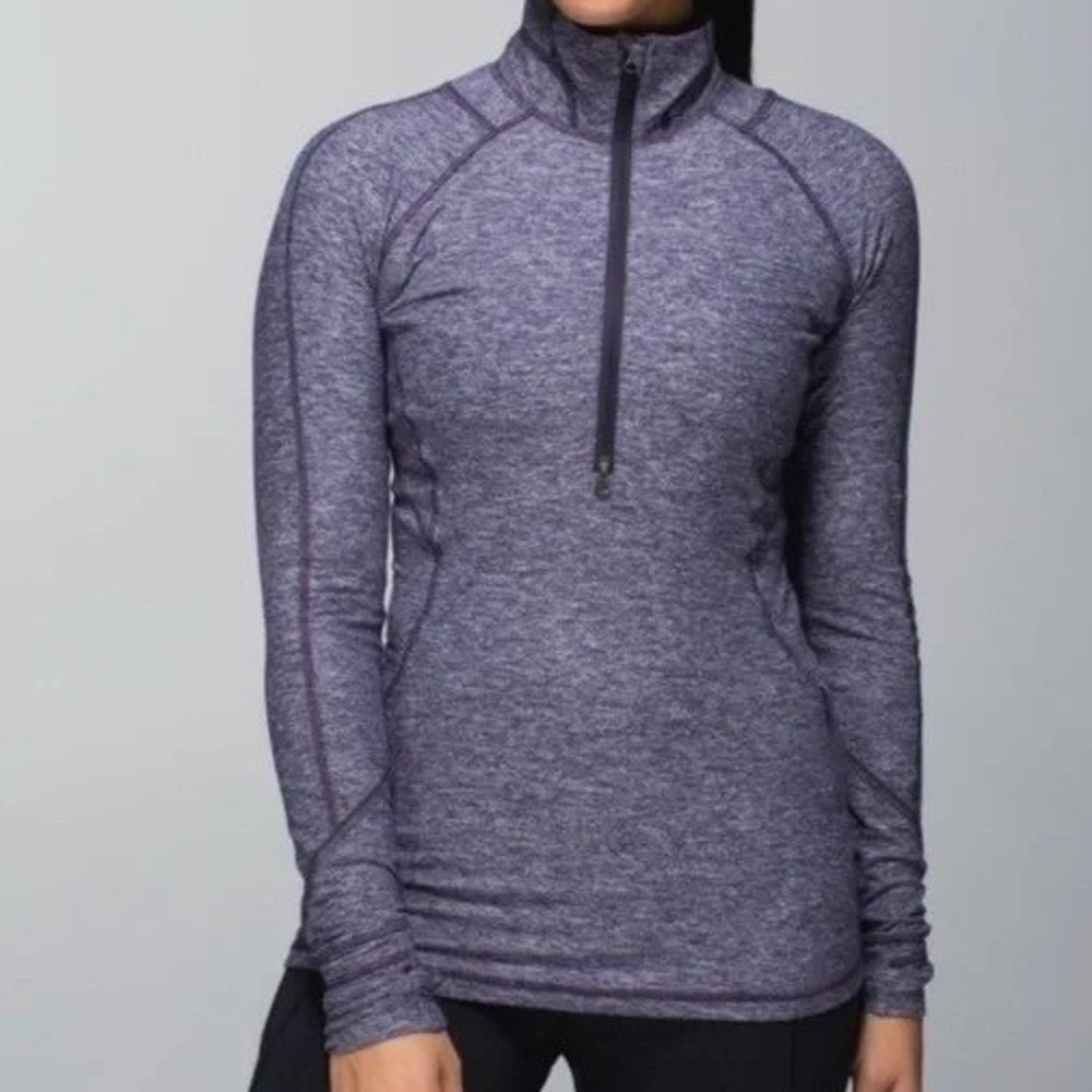 Lululemon Race Your Pace Half Zip Heathered Black Grape Size 6 Athletic Sporty